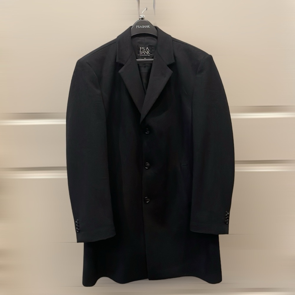 Jos. A. Bank Wool Blend Topcoat Black 40 Short - Picture 2 of 11
